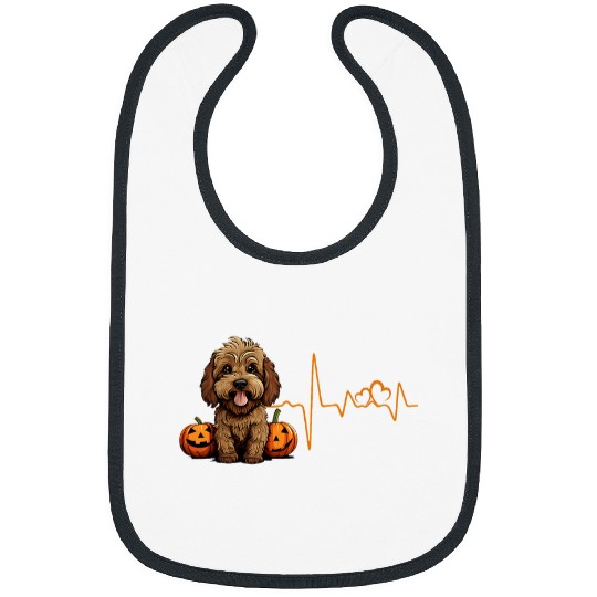 Labradoodle Pet Dog Pumpkin EKG ECG Heartbeat Halloween Costume Bibs