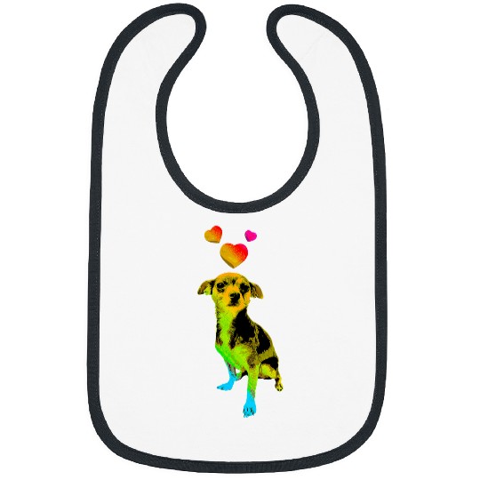 Chihuahua Pet Rainbow Color Chihuahua Dog with Hearts Colorful Bibs