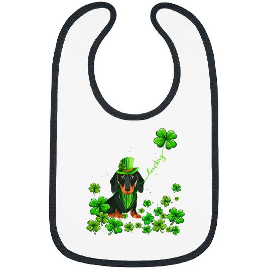 Dachshund Pet Irish Green Shamrock Clover St Patricks Bibs
