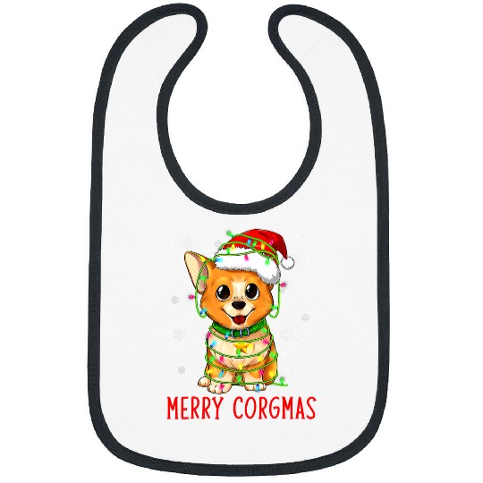 Corgi Pet Dog Merry Corgmas Santa Christmas Tree Lights 42 Bibs