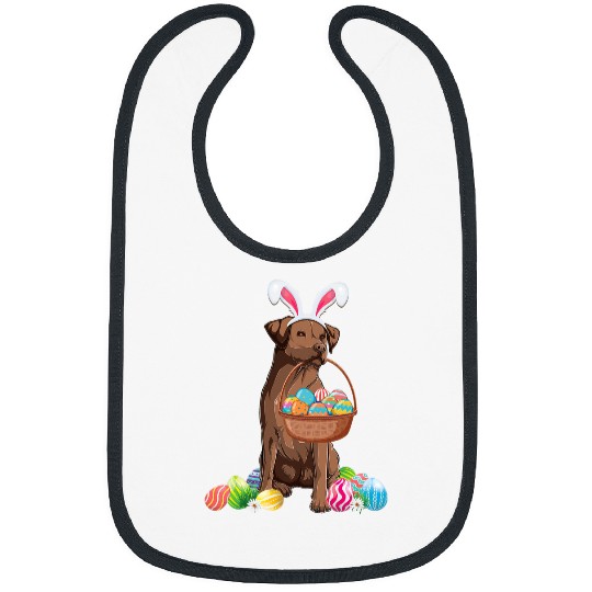 Pug Pet Cute Easter Chocolate Lab Easter Pug Dog Happy Easter Bibs