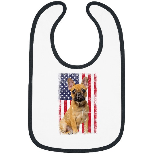 French Bulldog Pet American Flag Vintage Bibs