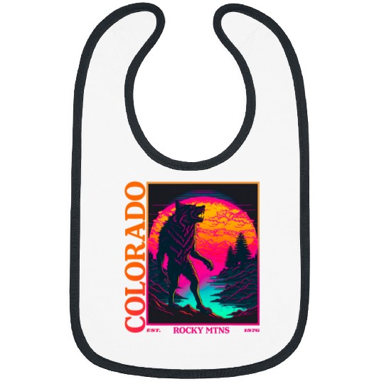 Coyote Mammal Colorado Mountain Werewolfs Retro 80s Werewolfs Bibs
