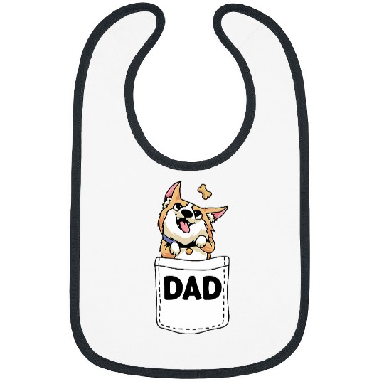 Corgi Pet Dog Dad Corgi Pocket Fathers Day Cool Papa Grandpa Men Bibs