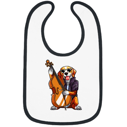 Beagle Pet Playing Double Bass Player Beagle Mom Dog Lover Gift Bibs