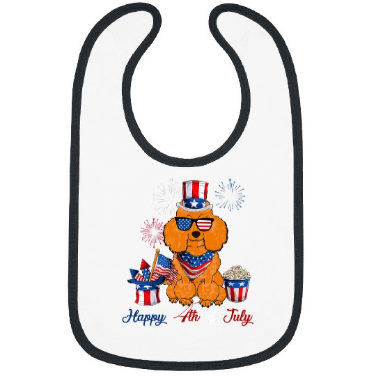 Poodle Pet th Of July Cute American Flag Funny Poodle Dog Fireworks Bibs