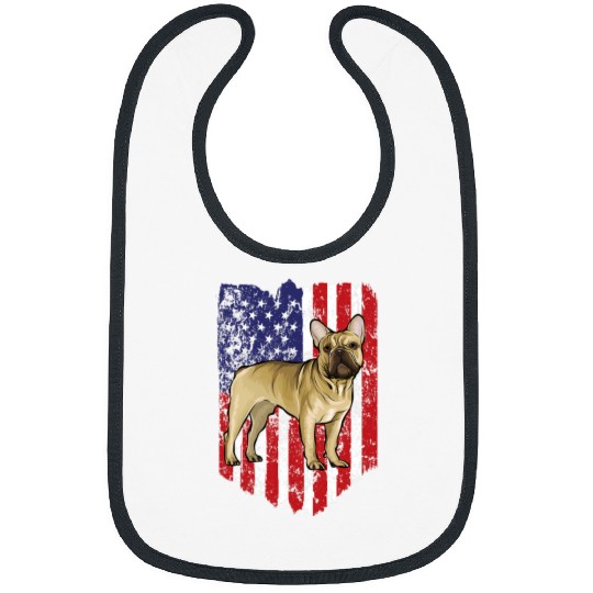 French Bulldog Pet American Flag French Bulldog 4th Of July USA Bibs
