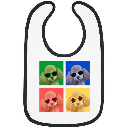 Poodle Pet Toy Poodle Dog Lovers Colorful Retro Boys Girls Bibs