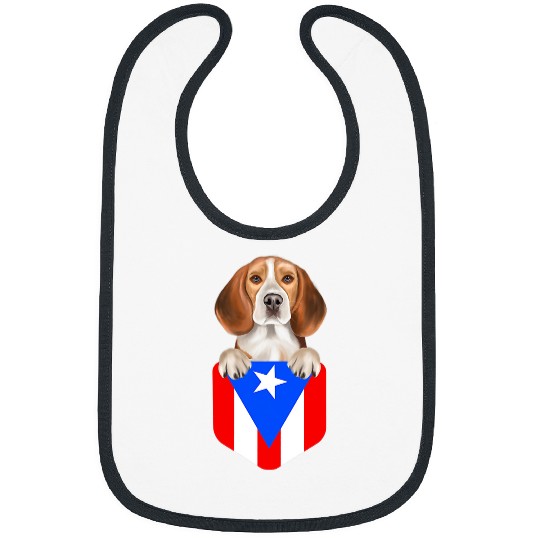 Beagle Pet Puerto Rico Flag Beagle Dog In Pocket Bibs