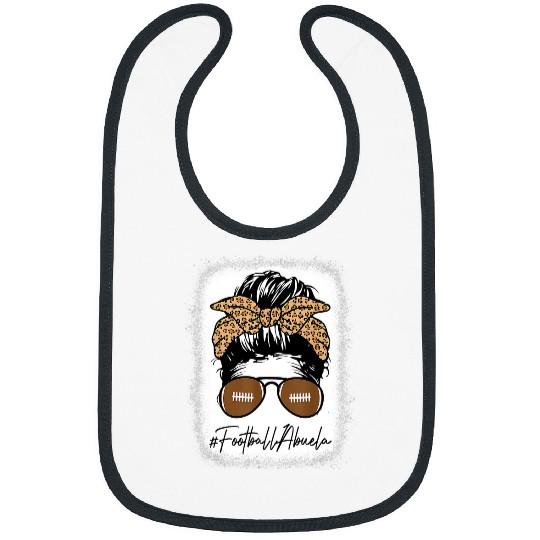 Sport American Football Bleached Football Abuela Life With Leopard Messy Bun Player Bibs