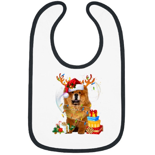 Chow Chow Pet Reindeer Christmas Lights Funny Dog xmass Gift 526 Bibs