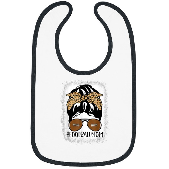Sport American Football Bleached Football Mom Life With Leopard mothers day gift Bibs
