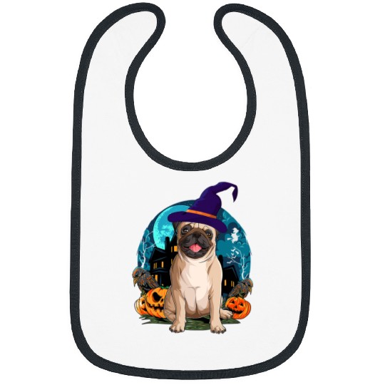 Pug Pet Dog Halloween Witch Pumpkin And Moon costume 130 Bibs