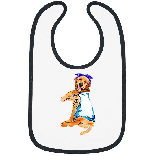 Golden Retriever Pet Women Gifts Golden Retriever Dog Tattoo I Love Mom Bibs