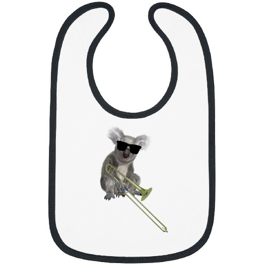 Funny trombones Koalas Funny Koala Wearing Sunglasses Playing Trombone Bibs