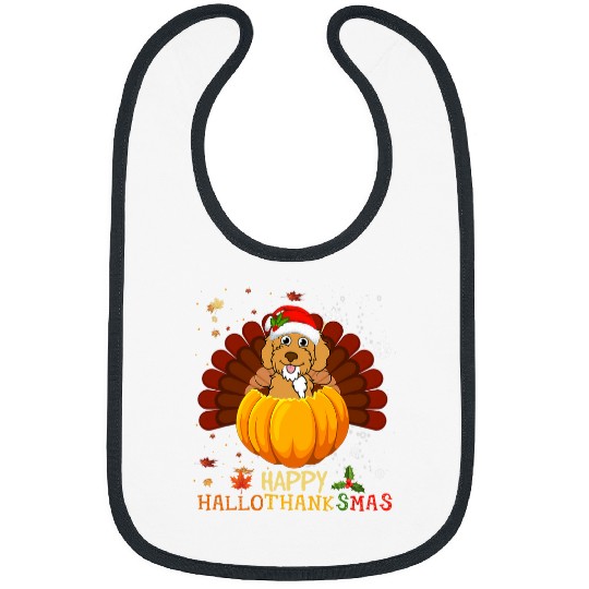 Labradoodle Pet Halloween Merry Christmas Happy Hallothanksmas Bibs