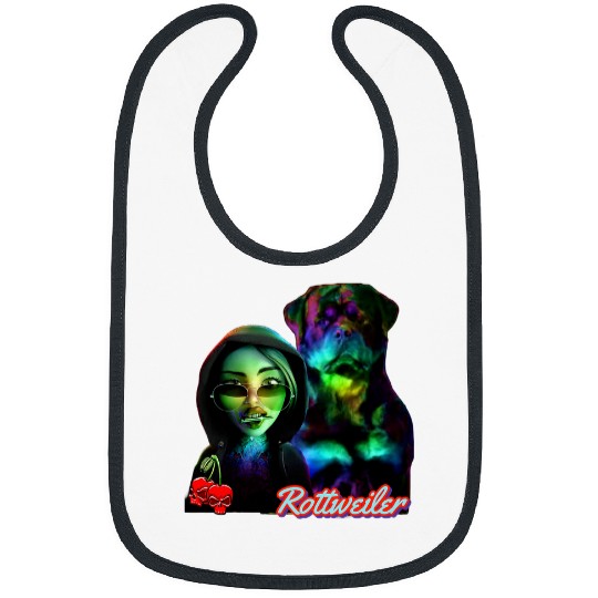 Rottweiler Pet Love Girls  pet friend trippy colors Bibs