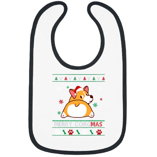 Corgi Pet Dog Merry Corgmas Merry Christmas Corgi Ugly Sweater Funny xmass 586 Bibs