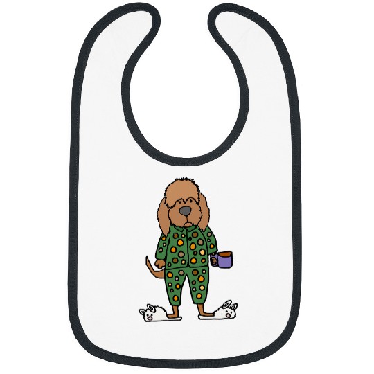 Labradoodle Pet Smileteespetsa Funny Chocolate Labradoodle Dog in Pajamas Bibs