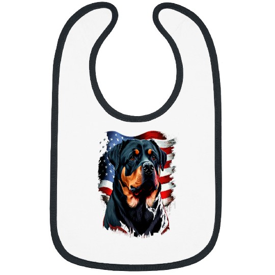 Rottweiler Pet Memorial Day Rottweiler Rottie American Flag USA 4th of July Bibs