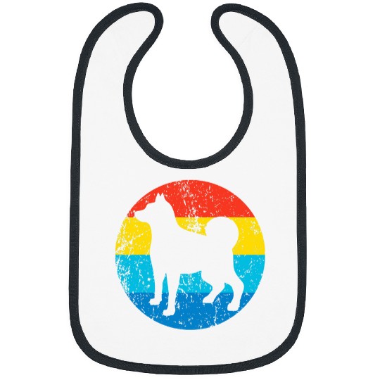 Elkhound Pet Dog Breed Silhouette Retro 1970s Circle Bibs