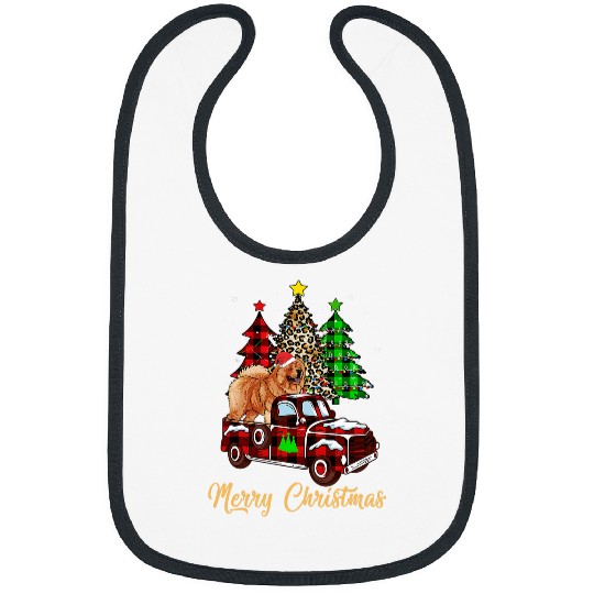 Chow Chow Pet Riding Red Truck xmass Merry Christmas Bibs