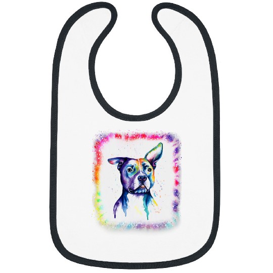 Pitbull Pet Terrier Dog Dad Mom Boy Girl Tie Dye Bleached 1 Bibs