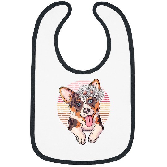 Corgi Pet Cute with Daisies Women Girls 389 Bibs