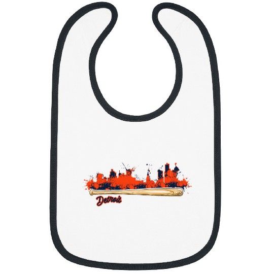 Sport Baseball Detroit Baseball Bat Paint Splat City Skyline Fan Bibs