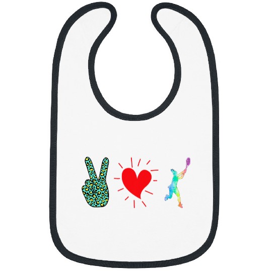 Sport Tennis Peace Love Tennis Player Girl Bibs