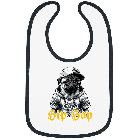 Boxer Pet Pug Lover Funny PugDog Hip Hop Pug Rapper Beat Boxer Breakdance 3 Pugs Bibs