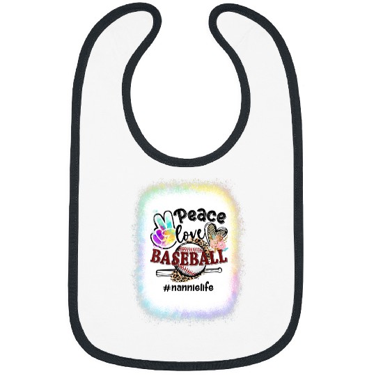 Sport Baseball Peace Love Baseball Nannie Life Mom Grandma Leopard Bleached Bibs