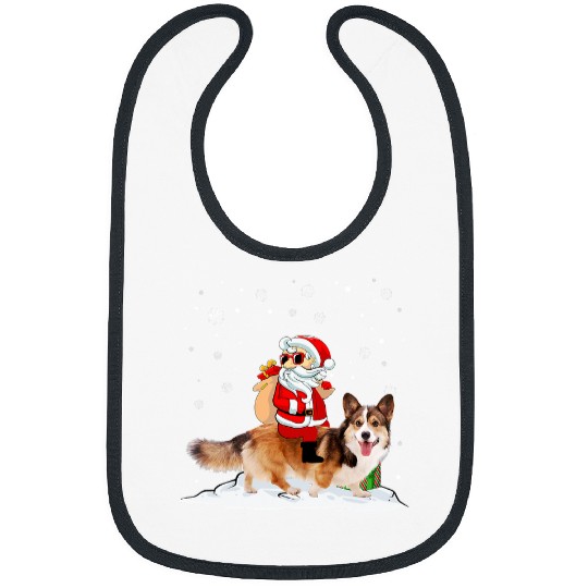 Corgi Pet Dog Christmas Santa Claus Riding Corgi xmass Holiday 57 Bibs