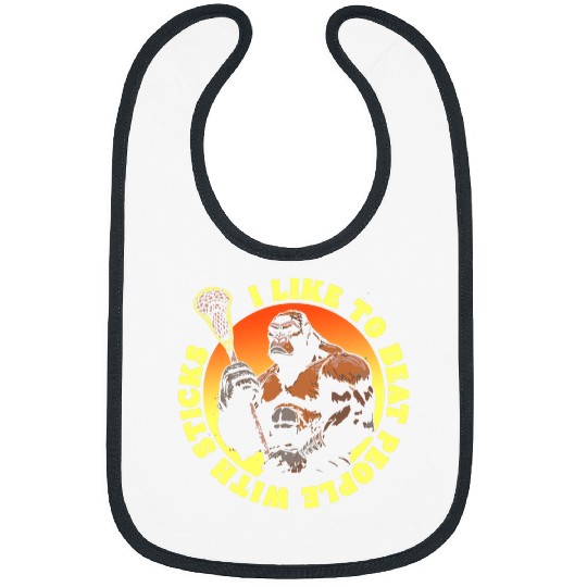 Sport Lacrosse Gift I Beat People With Sticks Funny Gorilla Lacrosse Bibs