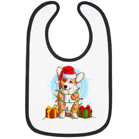 Corgi Pet Dog Cute Santa Tree Lights xmass Costume Christmas Tree Corgi 82 Bibs