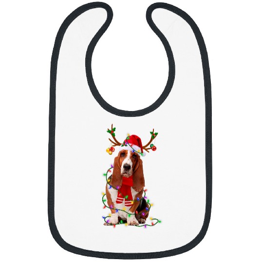 Basset Hound Pet Christmas Lights xmass Matching Family Dog Lover 3 Bibs
