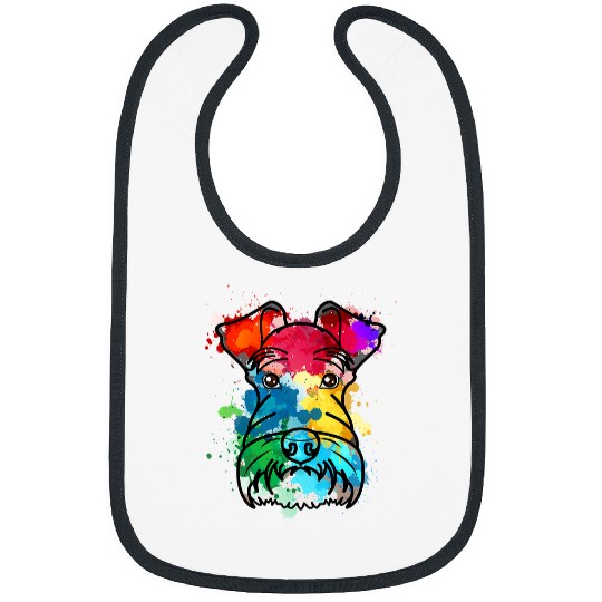 Schnauzer Pet Water Color Dog Paint Splat Bibs