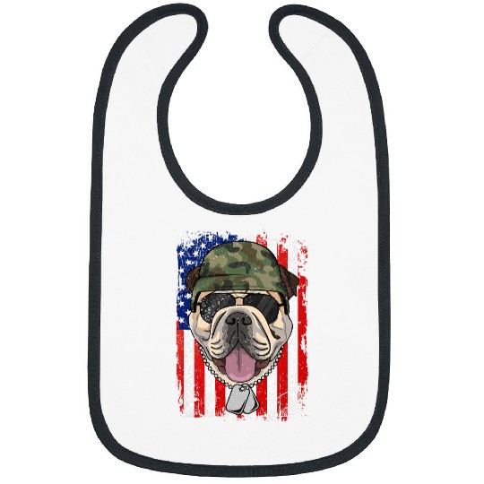 English Bulldog Pet Veteran 4th of July 193 Bibs