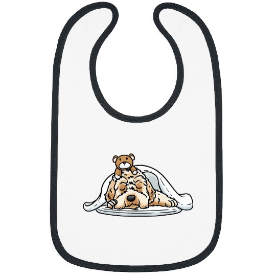 Labradoodle Pet Dog With Stuffed Animal Sleeping Napping Bibs