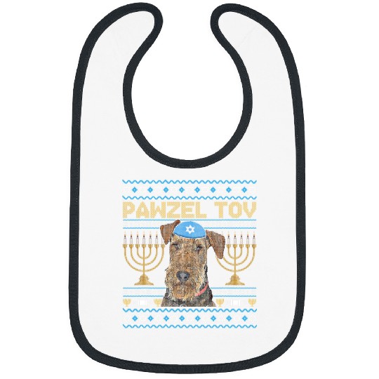 Airedale Terrier Pet Pawzel Tov Jewish Dog Funny Hanukkah Dog Bibs
