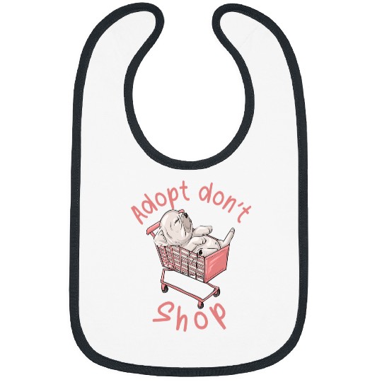 Pug Pet Cute Adopt Dont Shop Cute Pug Sleeping in Shopping Cart Bibs