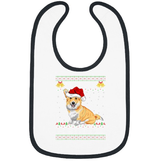 Corgi Pet Dog Merry Christmas Santa Hat Matching Ugly Corgi Christmas 58 Bibs