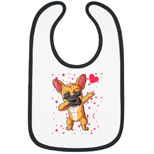 French Bulldog Pet Valentines Day Dabbings French Bulldog Holding Hearts Boys Bibs