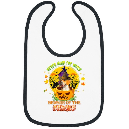 Beagle Pet Never Mind The Witch Beware Of Beagle Dog Halloween7 Bibs