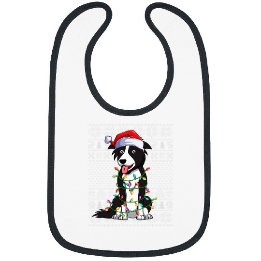 Border Collie Pet Lover Santa Hat Ugly Border Collie Christmas Bibs