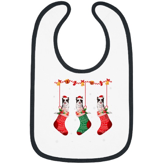 Border Collie Pet Matching Holiday Outfit Border Collie Dog Christmas Socks Bibs