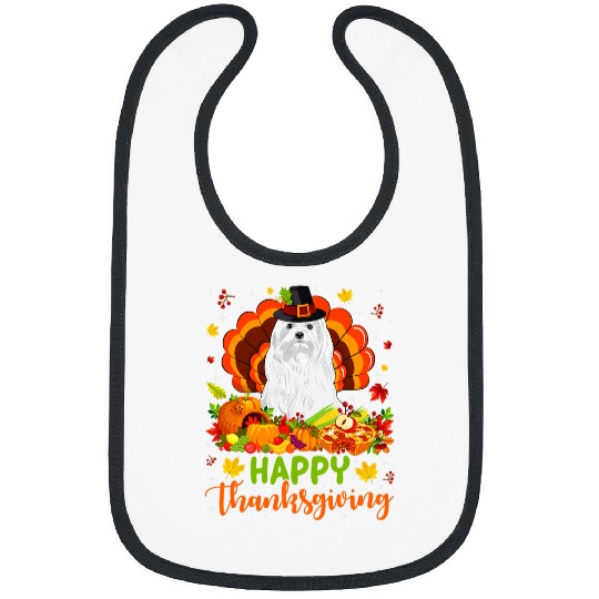 Maltese Pet Happy Thanksgiving Maltese Dog Turkey Bibs