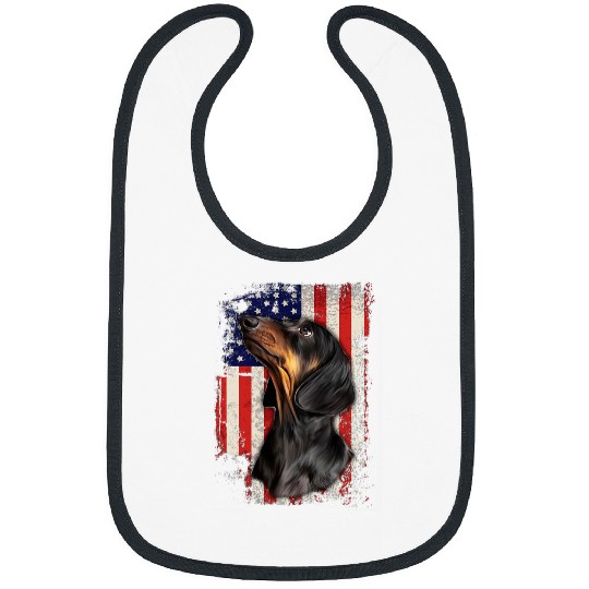 Dachshund Pets vintages American Flag Patriotic 4th Of July Bibs