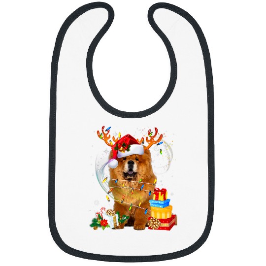 Chow Chow Pet Reindeer Christmas Lights Merry xmass Holiday Bibs