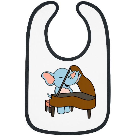 Funny Piano Elephants Lover Playing Piano Bibs